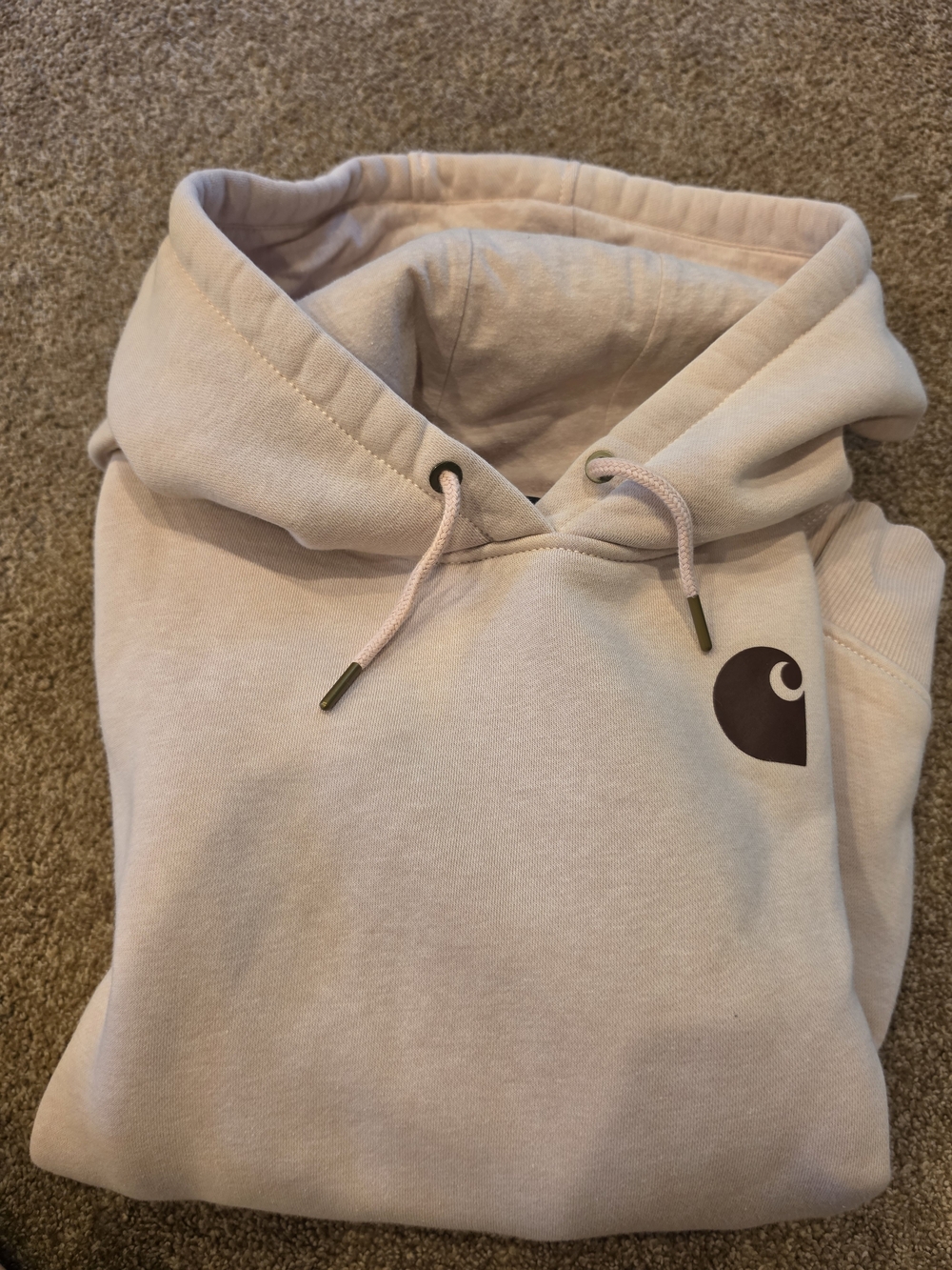 Carhartt Light Pink Beige Logo Pullover Hoodie